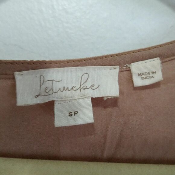 Anthropologie Let Me Be Womens sz S Dress Tan Chiffon Sheer Slv Beaded Sequin - Picture 3 of 4